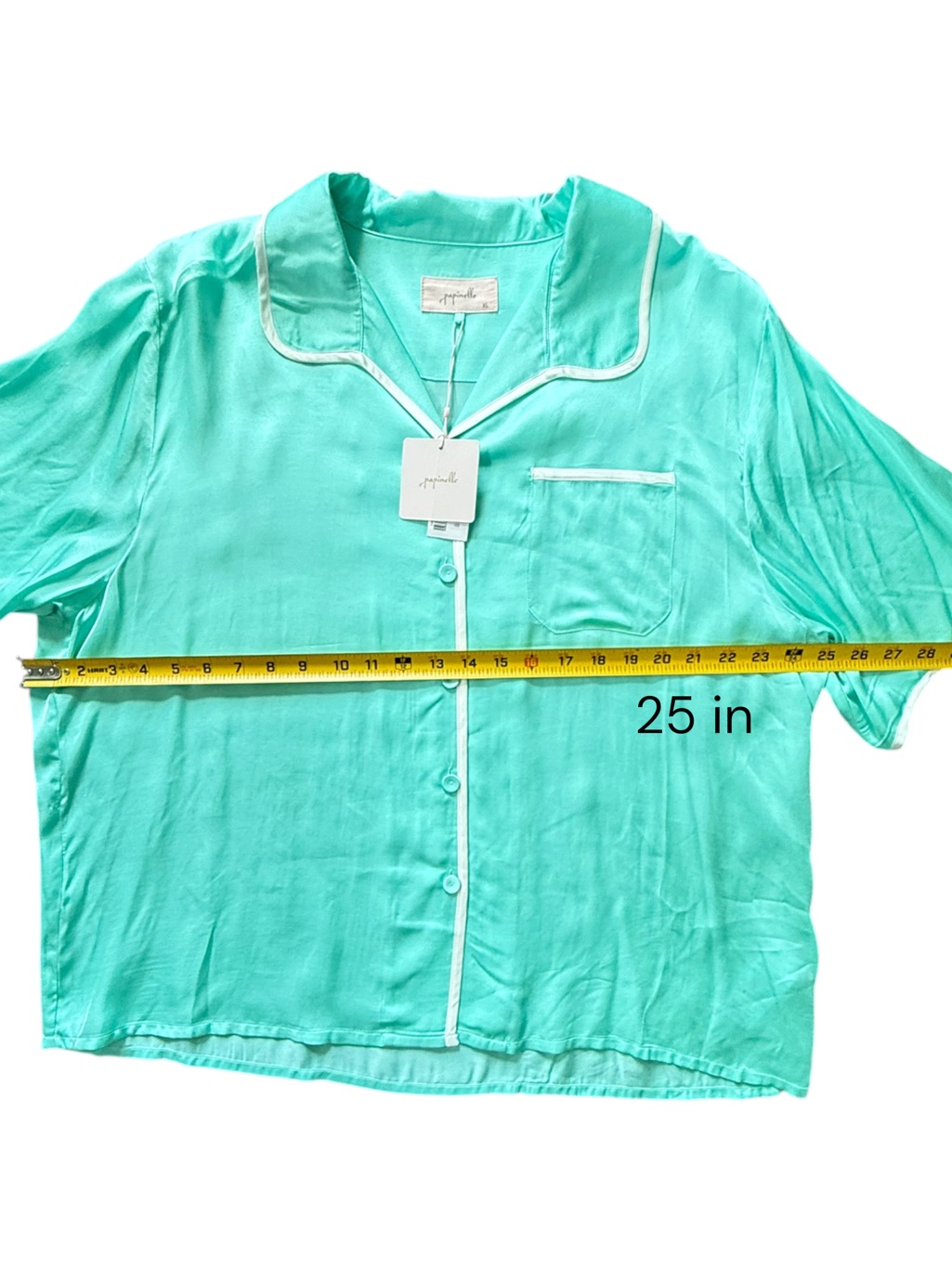 Papinelle Women’s Mint Viscose Short Sleeve Pajama Shorts Set Size Xl Nwt — image 7 of 8